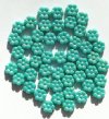 50 8mm Opaque Turquoise AB Lustre Flower Beads